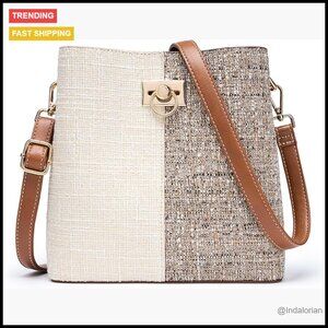 Vegan Leather Bucket Crossbody Bag Adjustable Strap Multi Pocket Chic Fashion